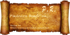 Paulnics Romána névjegykártya